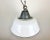 Glass Industrial White Enamel & Cast Iron Pendant Light with Glass Cover, 1960s For Sale - Image 7 of 13