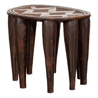 African Tribal Carved Teak Nupe Stool, 1920 For Sale