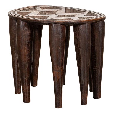 African Tribal Carved Teak Nupe Stool, 1920 For Sale