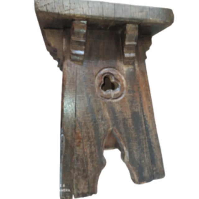 Wood Spanish Brutalist Oak Stool For Sale - Image 7 of 11