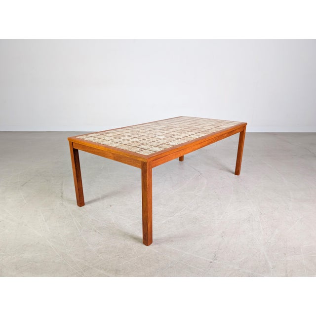 Mid-Century Brutalist Coffee Table in Teak with Ceramic Tiles For Sale - Image 4 of 8