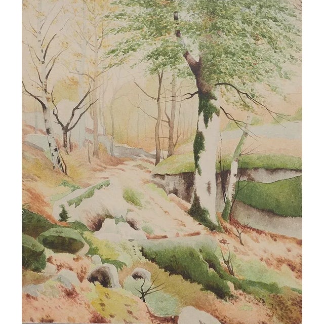Trees is an original watercolor drawing, realized by André Roland Brudieux in 1950s. The state of preservation of the...
