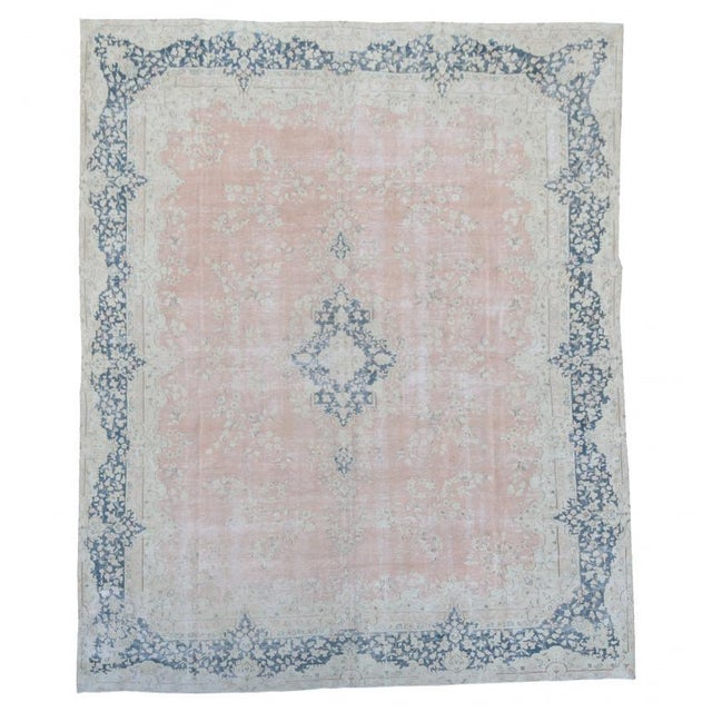 Vintage Kerman Pink and Blue Rug Chairish