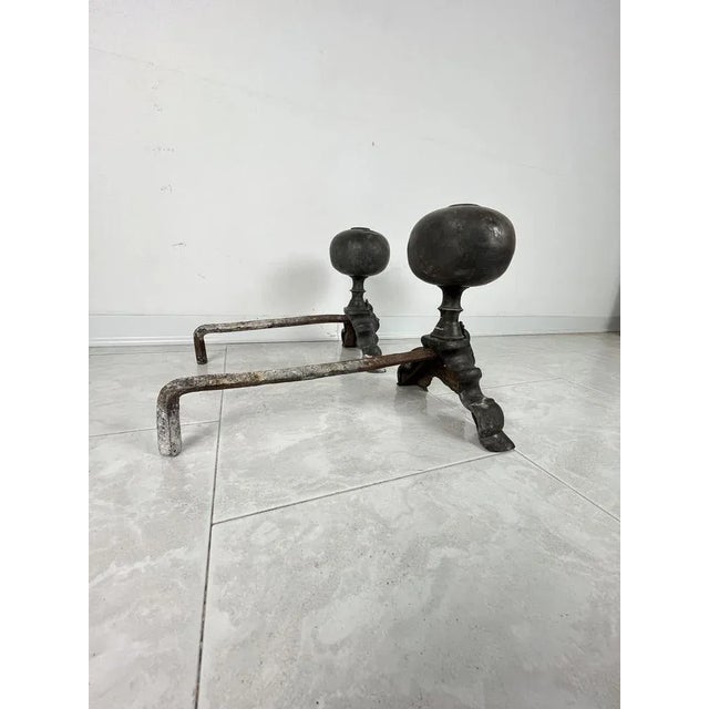 Mid-Century Modern Bronze Fireplace Chimney Lighters, Italy, 1940s, Set of 2 For Sale - Image 3 of 8