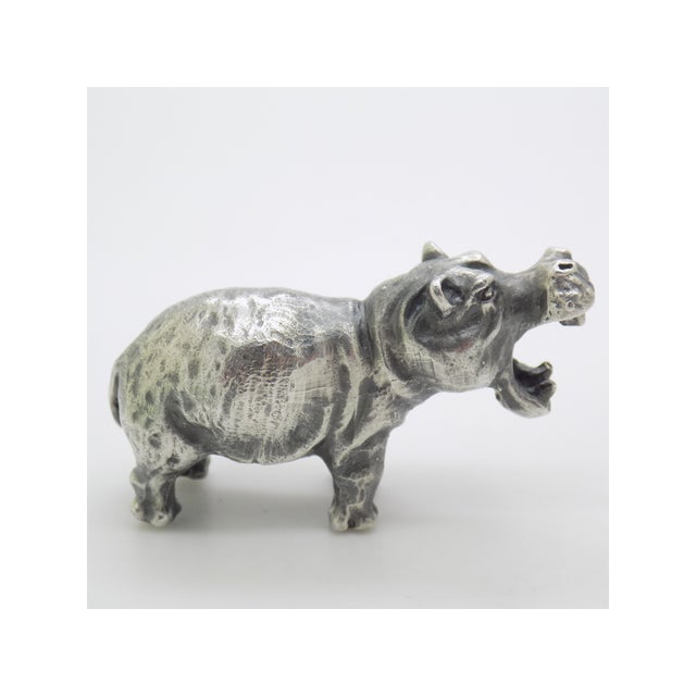 Vintage Italian Handmade Hippopotamus Figurine in Silver, 1960s For Sale - Image 12 of 12