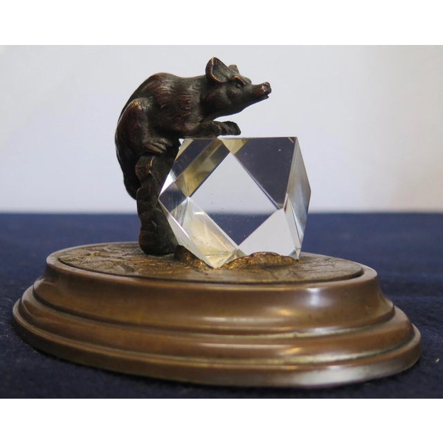 Metal Vintage Bronze & Crystal Desk Paperweight For Sale - Image 7 of 12