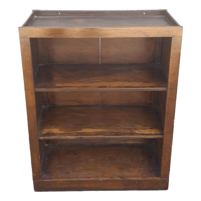 Mid 20th Century Stained Pine Low Bookcase For Sale
