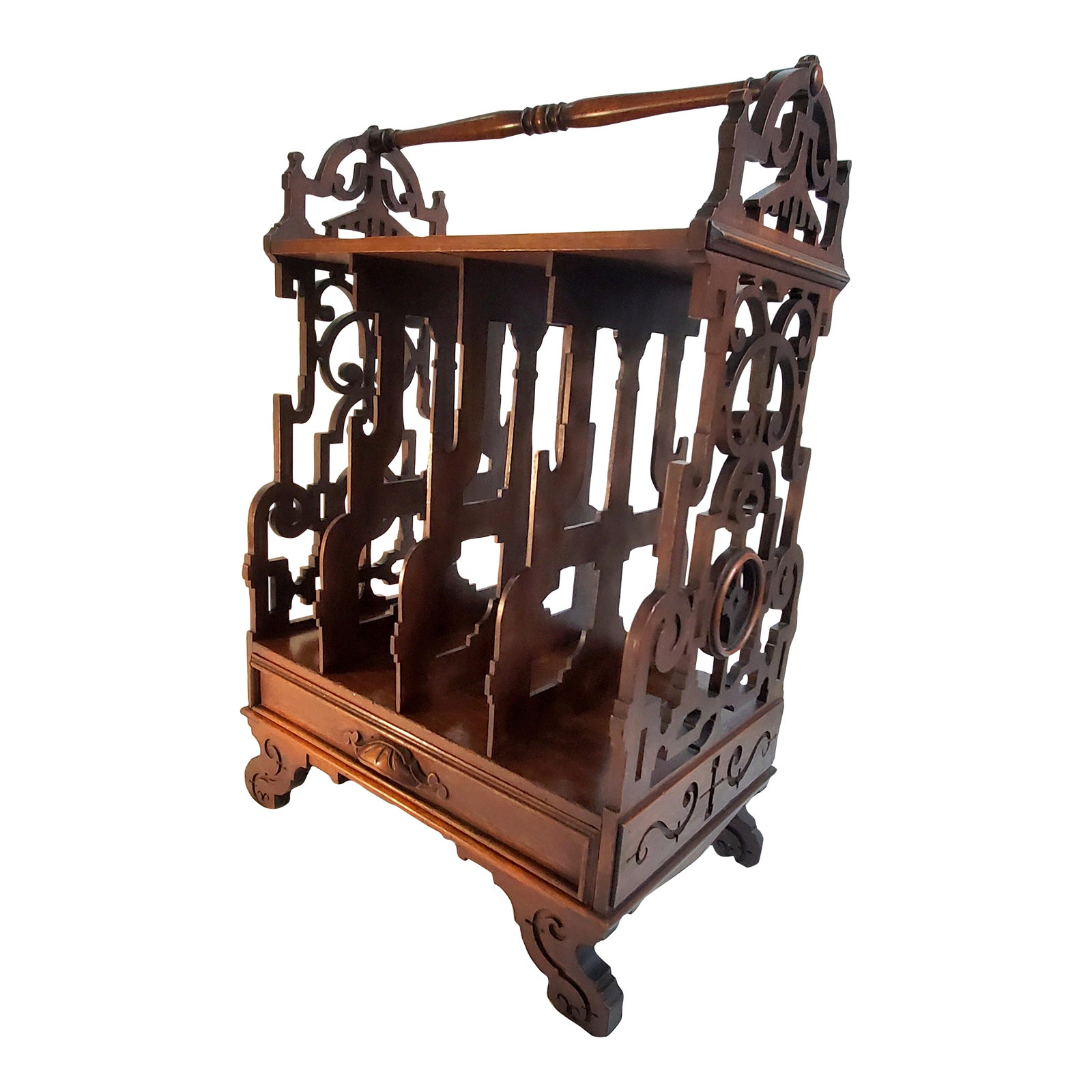 Antique American Carved Walnut Canterbury/ Sheet Music Holder Ca 1850