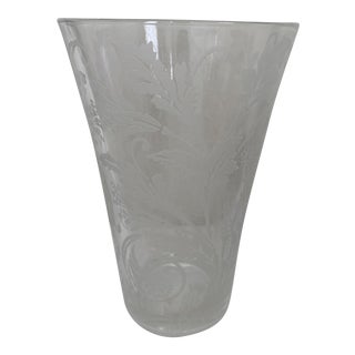 Christofle "Marly" Hand Etched Crystal Vase For Sale