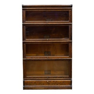 Globe-Wernicke 4 Stack Lawyer's Bookcase With Graduated Shelves and Rare Bottom Drawer c.1900 For Sale