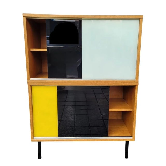 Modular furniture, Didier Rozaffy, wood and glass, 1960s – France Spectacular modular furniture, designed by French...