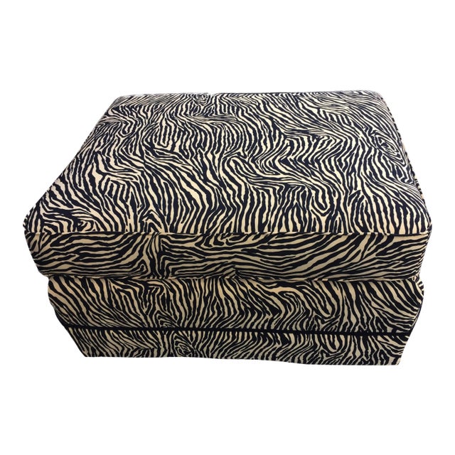 Custom Made Animal Print Zebra Ottoman 30" W by 17" H For Sale