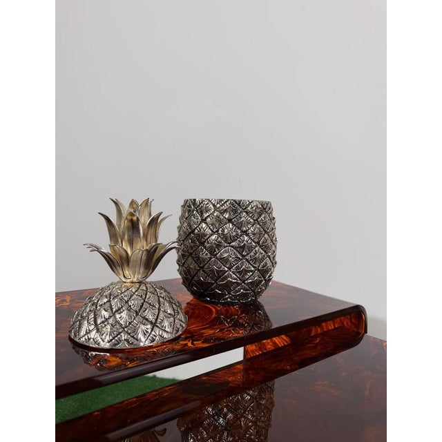 Metal Mid-Century Pineapple Ice Bucket in Silvered Pewter attributed to Mauro Manetti, Italy, 1970s For Sale - Image 7 of 18