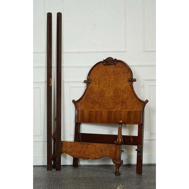 Art Deco English Burr Walnut Vono Bedstead Frame with Queen Anne Legs, 1930s For Sale - Image 18 of 18