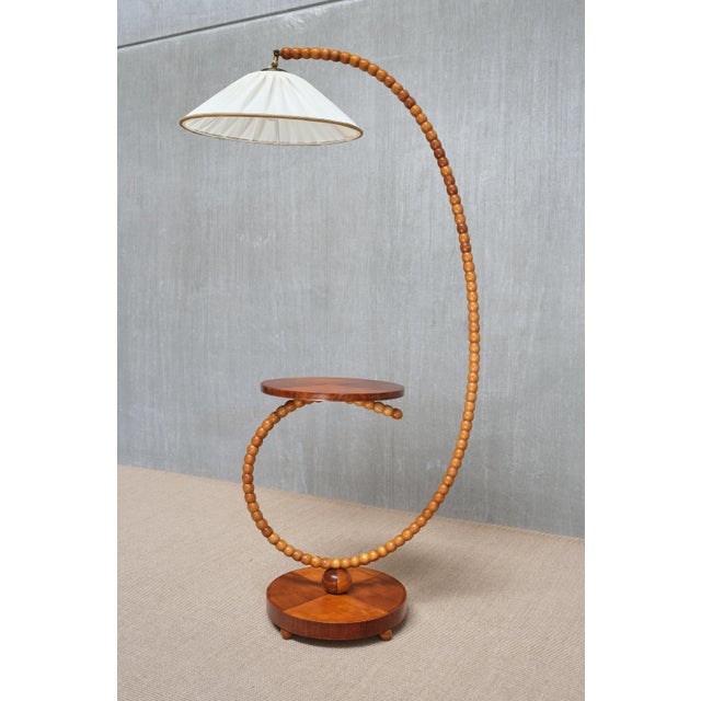 Swedish Modern Sculptural Floor Lamp with Table & Turned Orb Arm, Late 1930s For Sale - Image 13 of 14