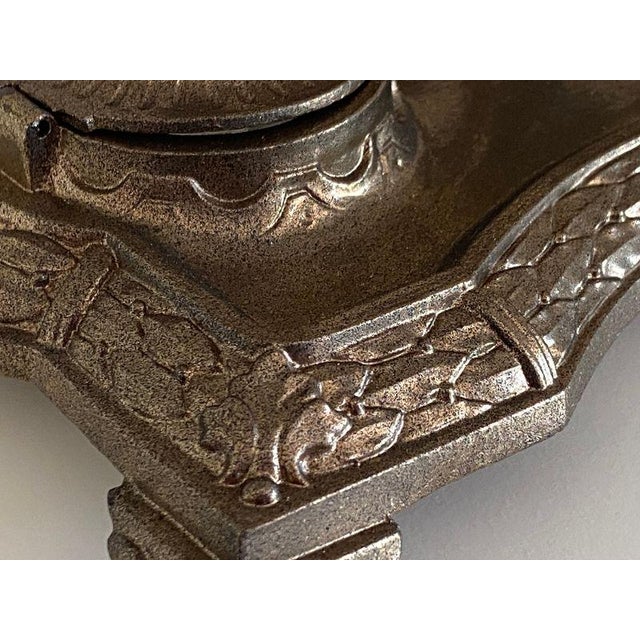 Atypical Writing Desk Set with Double Inkwells in Patinated Gilt Metal, 1890s-1910s For Sale - Image 13 of 16