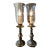 1990s Heirloom Heavy Casted Brass and Glass Hurricane Table Sconce Vintage - Pair For Sale
