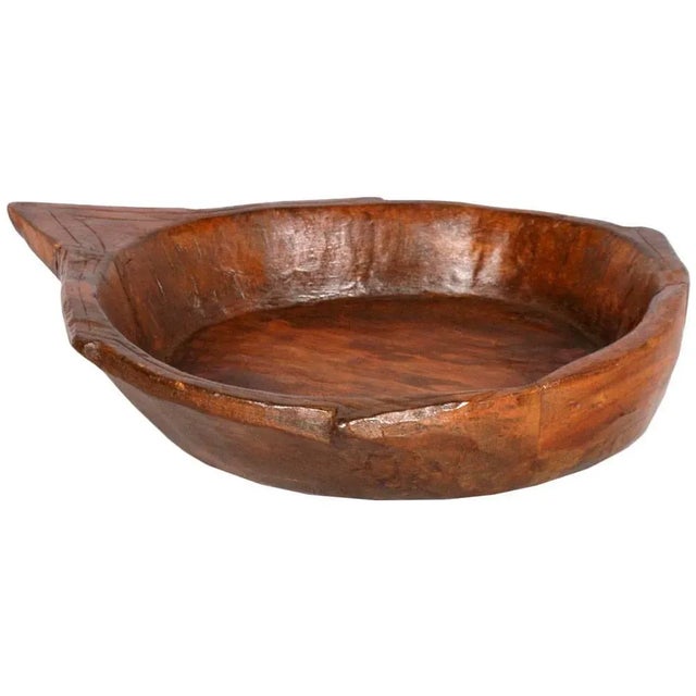 Large Antique Tyrolean Hand-Carved Chestnut Bowl For Sale - Image 4 of 4