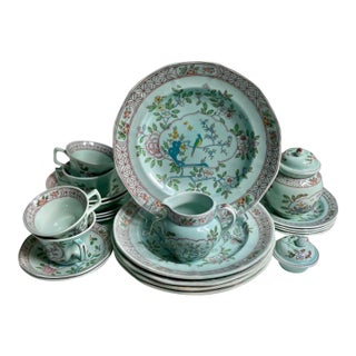 Vintage Adams England Calyx Ware "Singapore Bird" Dinnerware Set For Sale