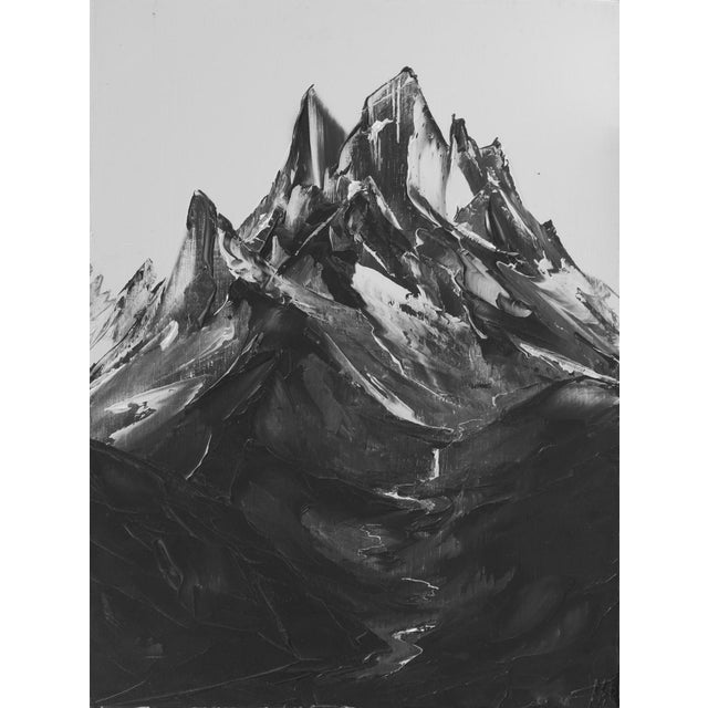 Crystallized by Todd Carpenter | Oil on board Black and white mountain landscape scene. For Sale