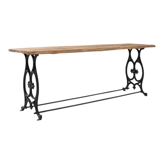 1900s French Metal and Wood Console Table For Sale