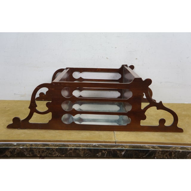 Mid 20th Century Chinese Chippendale Mahogany Fretwork Mirrored Hanging Curio Shelf Rack 24" For Sale - Image 9 of 17