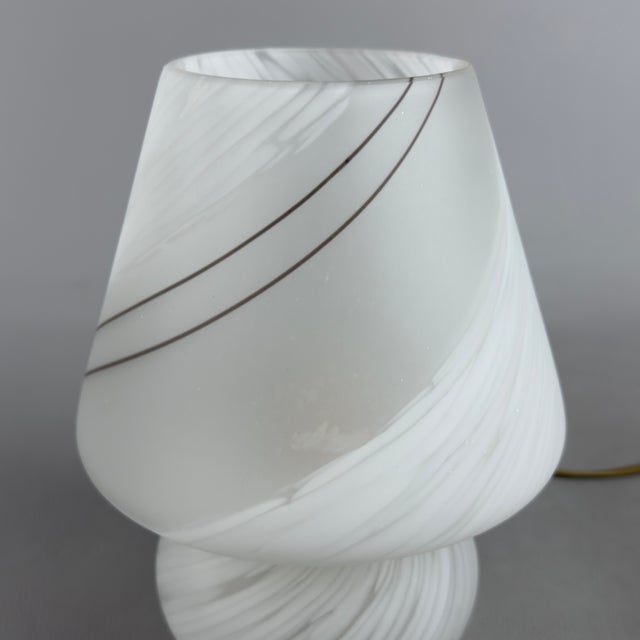 1970s Mushroom Table Lamp in Satin-Finished and Spotted Murano Glass, 1970s For Sale - Image 5 of 11