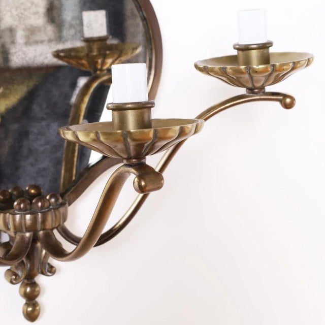 Pair of Mirrored Wall Sconces For Sale In West Palm - Image 6 of 9