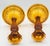 Indiana Glass Company 1960s Brockway Indiana Glass Large Tiara Amber Sandwich Candlesticks 9" Set For Sale - Image 4 of 7