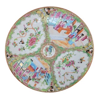 Antique Early 19th Century Chinese Rose Medallion Charger For Sale