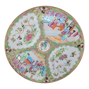 Antique Early 19th Century Chinese Rose Medallion Charger