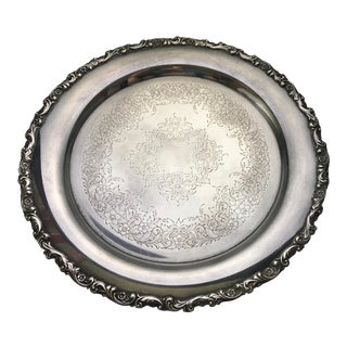 1950s Wilcox International Silver Scroll Silverplate Tray For Sale