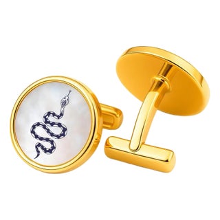 Mother of Pearl Cufflinks - Snake Cufflinks, A Pair For Sale