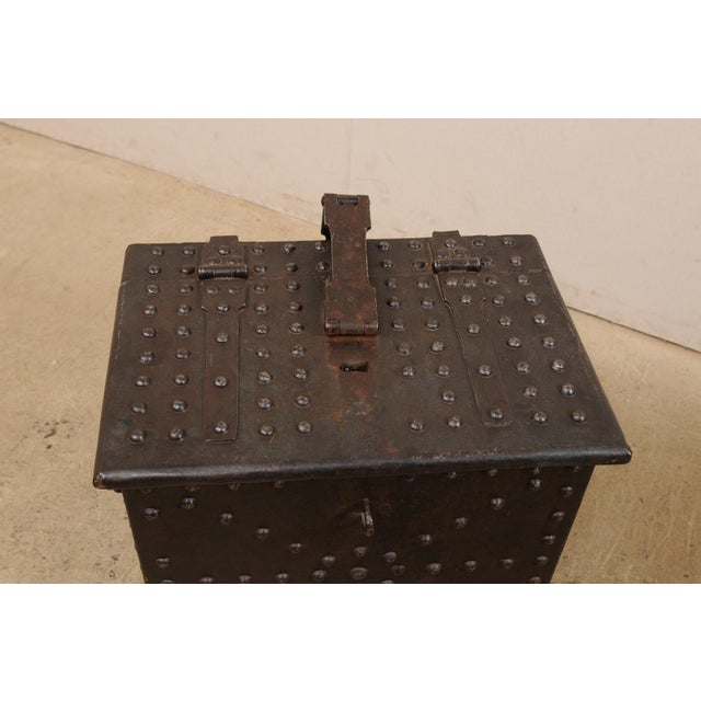 18th Century Iron Clad Wood Strong box, Spain For Sale - Image 9 of 12