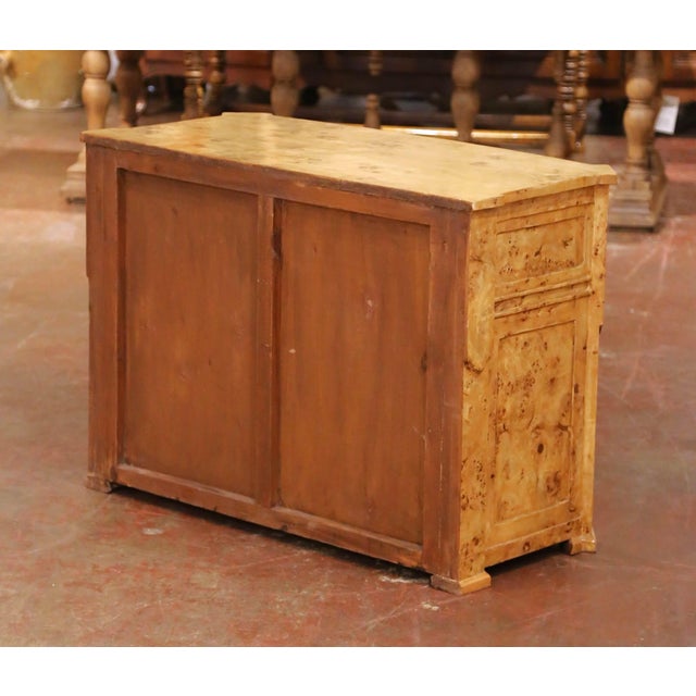 Mid-Century French Charles X Style Burl Elm Three-Drawer Chest Commode For Sale - Image 10 of 10