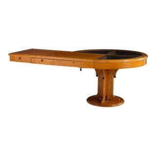 Michael Graves Unique Burl Maple Pedestal Vitrine Desk, 1990c. For Sale