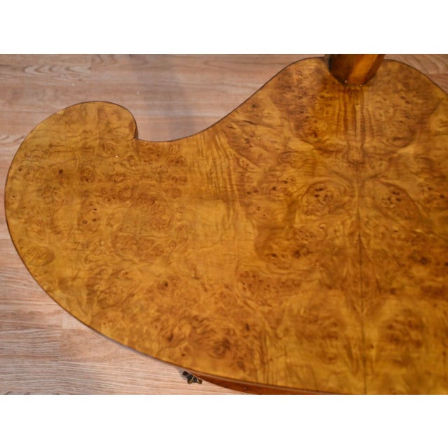 1930s 1930 Art Deco Birdseye Maple Lamp and Side Table Combination / Floor Lamp For Sale - Image 5 of 13