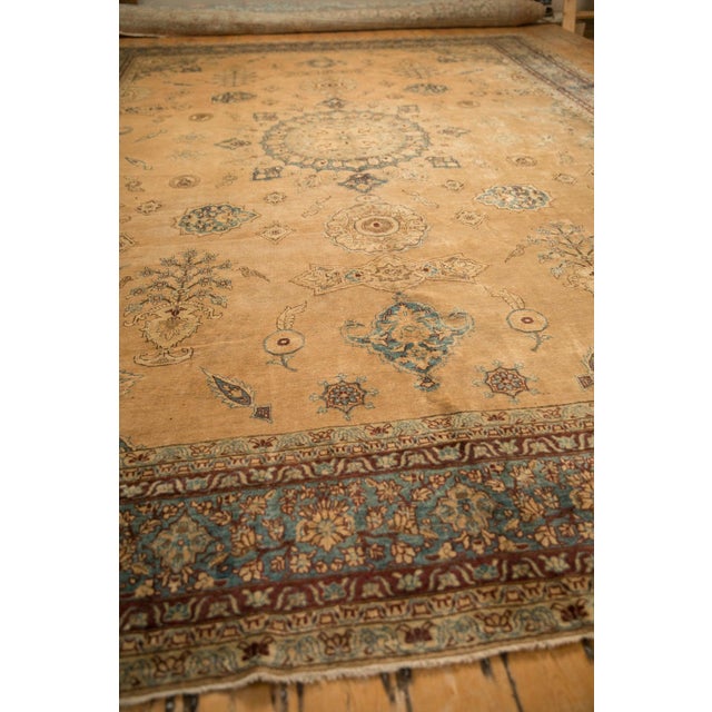 Beige Antique Distressed Yezd Carpet - 10'4" x 14' For Sale - Image 8 of 15