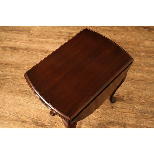 Queen Anne Ethan Allen Georgian Court Queen Anne Style Cherry Drop Leaf Side Table For Sale - Image 3 of 18