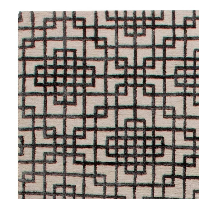 Modern Geometric Tibetan Silk Rug in Art Deco Style by Doris Leslie Blau For Sale In New York - Image 6 of 7