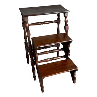 20th Century Folding Wooden Etagere Library Ladder For Sale