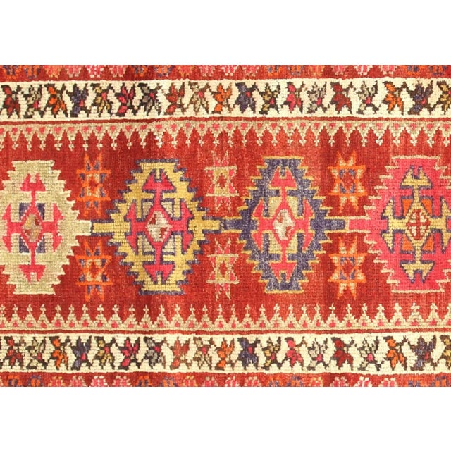 1960s Turkish Oushak Runner. Handwoven with wool on wool foundation in the Oushak region of Western Turkey. The Anatolian...