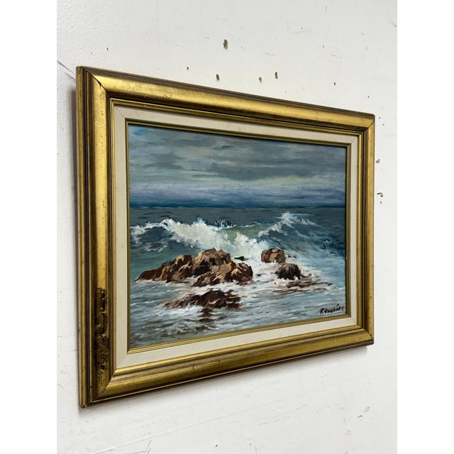 Coastal F. Yayboke Turkish Coastal Seascape Signed Oil Painting, Circa 1960's For Sale - Image 3 of 12