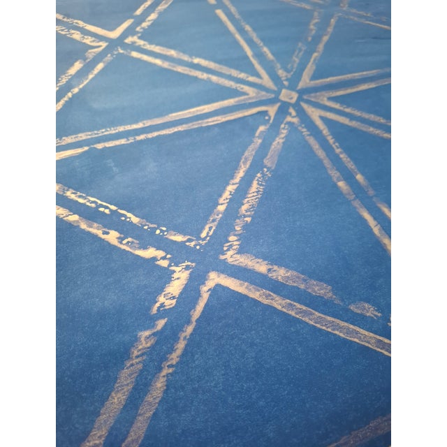 New Handmade Wallpaper With Metallic Geometric Pattern on Paper-Textile Runo For Sale - Image 4 of 7