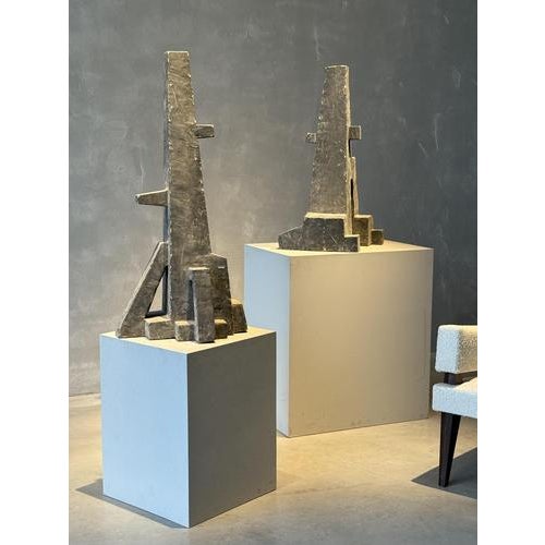 Gray Unknown, Brutalist Sculptures, 1970s, Concrete, Set of 2 For Sale - Image 8 of 11