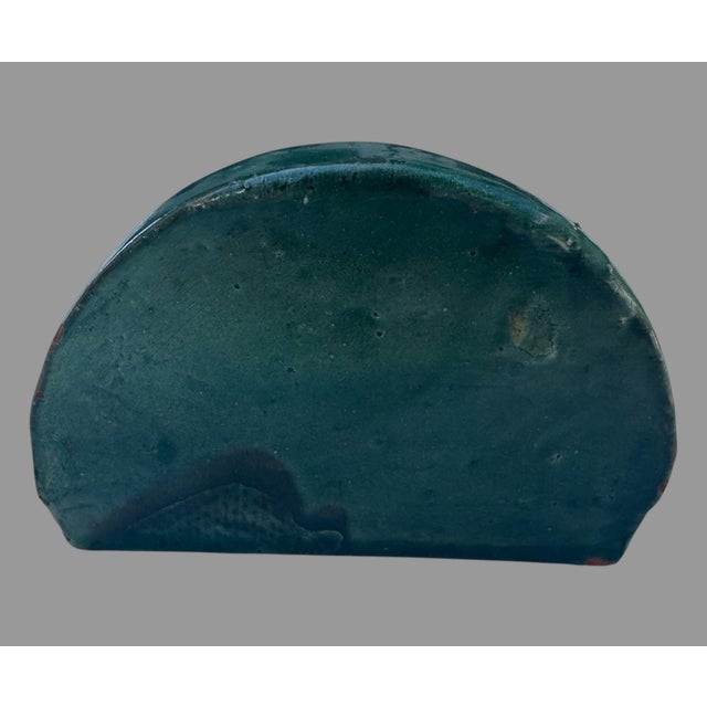 Ceramic Antique Bucks County Art Pottery Ship Wall Candle Sconce Arts Crafts Green 10.5” For Sale - Image 7 of 8