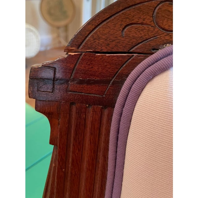 Wood Antique Victorian Ladies' Parlor Chairs. Pair - 19th Century Carved Wood For Sale - Image 7 of 7
