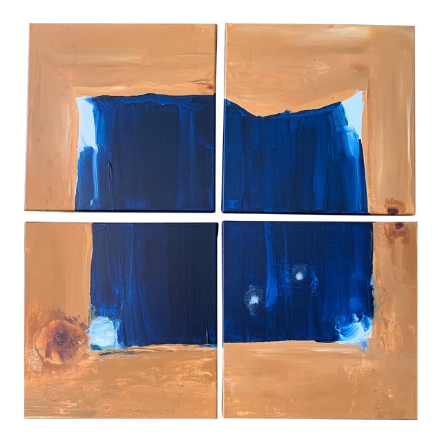 "Weathered Window" Contemporary Modern Abstract Four Part Painting - 4 Pieces For Sale
