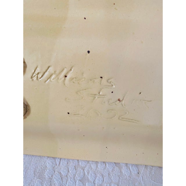 2000s Studio Pottery Signed Williams Footed Bread Platter Twisted Handles For Sale - Image 6 of 11