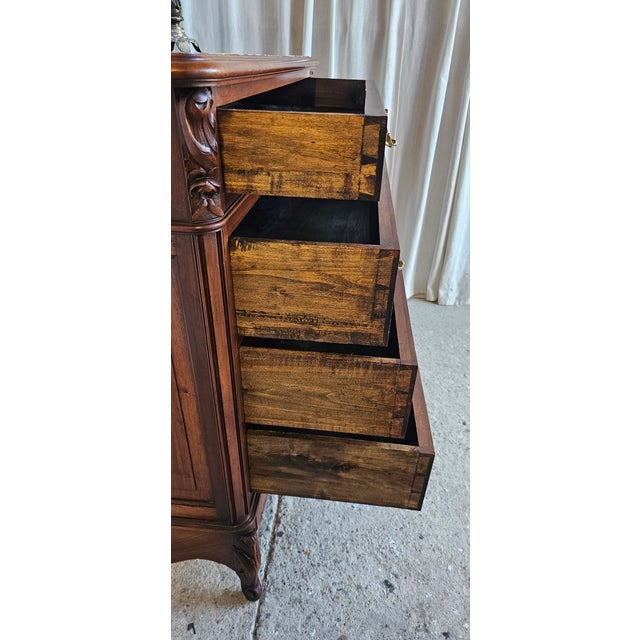 Late 19th Century Walnut Commode Chest, French Louis XV Style. Marble-Top For Sale - Image 15 of 18